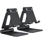 Nulaxy 2 Pack Dual Foldable Phone Stand for Desk, Fully Adjustable Desktop Cell Phone Holder Accessories for Office Kindle Compatible with 4-8" Mobile Devices iPhone Pro/Max/Plus, Black & Black