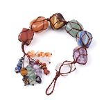 7 Chakras Healing Crystals, Natural Gemstones Spiritual Gifts for Women Polished Tumbled Stones Positive Energy Spiritual Meditation Hanging Ornament/Window Ornament/Feng Shui (Healing Crystals-01)