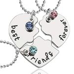 Gleamart Friendship Necklace Best Friends Necklace for 3 Best Friends Forever Heart