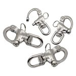 4PCS Snap Shackle Sailing Halyard 2 Sizes Swivel Eye Snap Shackle Quick Release Bail Rigging Sailing Boat Marine 316 Stainless Steel for Sailboat Spinnaker Halyard