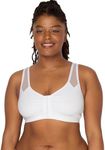 Fruit of the Loom Women's Comfort Front Close Sport Bra with Mesh Straps, White