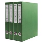 BindEx Office 2D Ring Box File (Pack of 4), Folder Cover, Folder for Certificate, Document, Box Binder Office File (Green-Style)