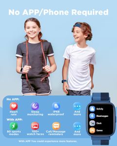 BIGGERFIVE Kids Smart Fitness Watch – 1.8" Waterproof, Heart Rate, Nylon