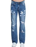 SSLR Men's Ripped Regular Fit Straight Leg Denim Jeans Trousers (W32 x L32, Blue)