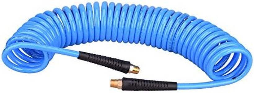 WYNNsky 1/4"x 25ft Recoil Poly Air Hose, Air Compressor Hose with Swivel Ends and Bend Restrictor Fittings