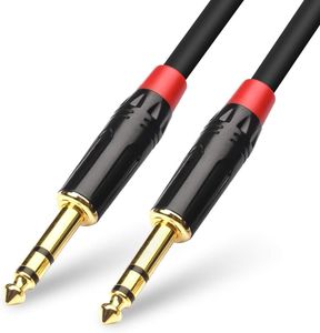 KEBILSHOP Guitar Instrument Cable, 6.35mm (1/4) TRS to 6.35mm (1/4) TRS Stereo Audio Cable for Electric Guitar,Mandolin, Bass, Amplifier, Keyboard, GOLD METAL JACK.3Meter/10 Feet