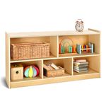 wingyz Wooden Storage Cabinet, 5-Section Montessori Bookshelf, Kids Toy Storage Organizer Book Shelf for Kids Rooms, Classroom, Playroom, Nursery, Preschool Book Shelves