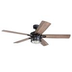 Honeywell Ceiling Fans Bonterra - 52-in Indoor Fan with Remote Control- LED Ceiling Fan with Light - Contemporary Room Fan with Dual Finish Blades - Model 50690-01 (Matte Black)