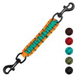 PetBonus Dog Collar Safety Clip, Handmade Backup Safety Strap for Dog Harness, Double Ended Clasp Leash Connector (Turquoise Mixed Orange)