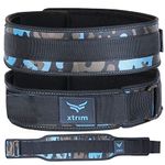 XTRIM 4 Inches Unisex Weightlifting Gym Belt with PU-Foam Padded Comfort For Fitness Workout, Moisture Wicking Lining, Washable Fabric, Hook & Loop Closure (Camo, Small)