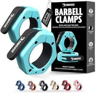 DMoose Barbell Clips (Pair) - Quick Release Olympic Barbell Clamps with Anti Slip TPR Grip, 2" Barbell Collars for Secure Weightlifting & Powerlifting (Cyan - Magnetic)