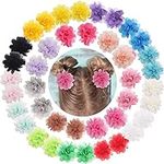 DeD 40PCS 2" Chiffon Flower Hair Bows Clips Flower Tiny Hair Clips Fine Hair for Girls Infants Toddlers Set of 20 Pairs