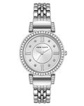 Anne Klein Women's Premium Crystal Accented Bracelet Watch, AK/2928, Silver, Classic