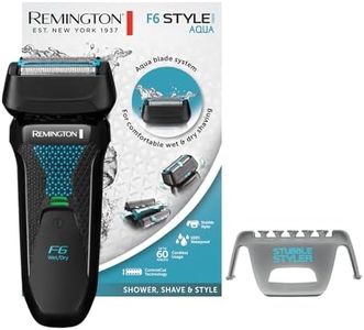 Remington Rasierer Herren Elektrisch F6 Aqua (Nass- & Trocken- Rasierapparat, 100% Wasserdicht, ausklappbarer Detail- & Langhaarschneider, 60 Min Lithium Akku, USB Ladefunktion) Folienrasierer F6000