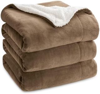 Bedsure Sherpa Fleece Throw Blanket King Size - Thick and Warm, Fluffy Microfiber Solid & Soft Blankets for Bed and Couch, Camel, 230x270cm
