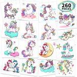 Metker Unicorn, Mermaid (260 PCS) Kids Waterproof Temporary Tattoos,Children's Temporary Tattoo Toys.