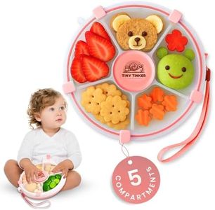 Snack Spinner for Toddlers with Lid, Small 5-Compartment Durable, Portable, Leak-Proof – Easy to Open, BPA-Free, Dishwasher Safe – Perfect for Travel, Daycare, Lunchboxes, and On-The-Go Snacks (Pink)
