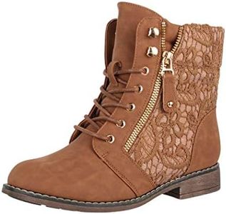 Elara Bottines Femme Bottes de Travail Chunkyrayan B9812-KB Camel-38
