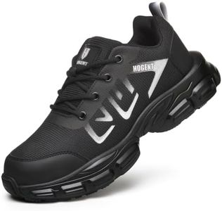 Hogent Steel Toe Shoes for Men Women, Wide White Women Size 11.5 / Men 10
