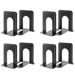 MaxGear Book Ends Universal Premium Bookends for Shelves, Non-Skid Bookend, Heavy Duty Metal Book End, Book Stopper for Books/Movies/CDs/Video Games, 6 x 4.6 x 6 in, Black (4 Pairs/8 Pieces, Large)