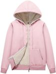 Flygo Women Winter Hoodies Zip Up Fleece Sherpa Lined Warm Sweatshirts Jacket(Pink-XS)