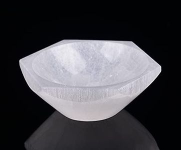 AMOYSTONE Natural Selenite Plate Selenite Bowl for Crystals Hexagon Selenite Dish 4" for Chakra Healing Crystals Collection Gift