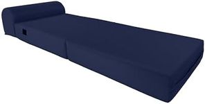 Chair Folding Foam Bed, Studio Sofa Guest Folded Foam Mattress (15cm x 60cm x 180cm , Navy Blue)