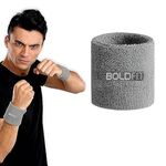 Boldfit Cotton Wrist Band for Men & Women 3 Inch - Wrist Sweat Band for Badminton Football, Basketball, Running & Athletic Sports, Sweat Absorbent Wrist Bands - Grey