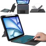 for iPad Air 13 inch (M2) 2024 & iPad Pro 12.9 inch (3rd, 4th, 5th, 6th Gen) Case with Detachable Keyboard - 7 Color Backlit,Smart Touchpad,Multi-Angle Stand UK Layout Keyboard Case with Pencil Holder