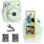 WOGOZAN Clear Case for Fujifilm Instax Mini 11 Instant Film Camera with Upgraded Photo Pocket Holds 10 Films on Back and Adjustable Strap (Clear)