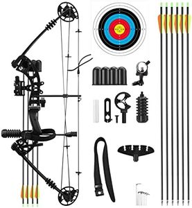 20-55lbs Compound Bow Arrow Set Archery Hunting Target Shooting Right Hand 6 Arrows 310fps Adjustable Masters Beginner Bow Kit,Outdoor Fishing,Black