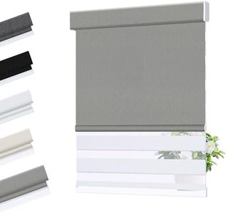 Allesin zen Cordless Dual Roller Shades with Square Cassette, Double Layer Window Shades, Blackout and Light Filtering, Day and Night Blinds for Home Office Door, Gray and White, 71" W X 72" H