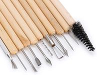 ASINT Ceramic 11 Pcs Wooden Handle Clay Pottery Sculpting Tools