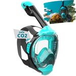 Khroom Full Face Snorkel Mask Adults and Kids 3 + | Certified CO2 Safe | Alternative to Snorkel Set | Snorkelling Equipment - Seaview Y (S/M Turquoise)