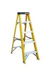 Fibreglass Step Ladder - 5 Tread Anti-Slip Folding Steps - Non-Conductive Ladder - Anti Electricution Fibreglass Build - Lightweight, Heavy Duty, Portable Swingback Ladder - 150kg Capacity DIY Ladder