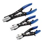 CASOMAN 3PC Blue Hose Pincher Pliers Set, Locking Ratcheting Hose Pinch Off Pliers for Automotive Hose Lines, Radiator Lines, Fuel Lines, Coolant Lines