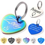 Dogs Cats ID Tags Personalized Lovely Symbols Pets Collar Name Accessories Simple Custom Engraved Products (Medium, Heart, Dream)