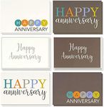 Juvale 36 Pack Happy Anniversary Cards with Envelopes for Work, Wedding, Employees, 6 Designs (Blank Inside, 4x6 In)