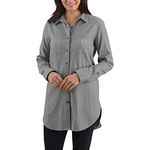 Carhartt Women's Rugged Flex Relaxed Fit Midweight Flannel Long-Sleeve Plaid Tunic, Asphalt Heather, Medium