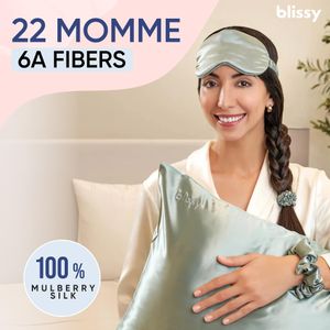 Blissy Silk Pillowcase, 100% Mulberry Silk 22 Momme – Standard, Matcha