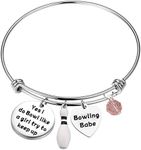 MAOFAED Bowling Ball Lover Gift Bowling Pin Charm Bracelet Bowling Coach Jewelry Bowling Gift for Bowling Players (bowling babe CA)