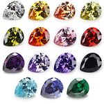 15pcs 4x6mm Mix Colors Mix Colors Pear Shape Cubic Zirconia Stone Loose Synthetic Gemstone Synthetic Gemstone (4x6mm)