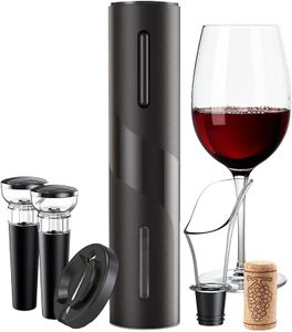 Electric Wine Opener Set, Automatic Wine Bottle Openers, Cordless Battery Powered Corkscrew with Vacuum Wine Stoppers Wine Aerator Pourer Foil Cutter for Home Gift Party Wedding