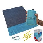 TheCozy Beach Blanket Sand Proof Water Resistant - Picnic Blanket for Multiple Outdoor Use, Beach Mat for Travel & Festivals, Soft & Quick Drying Picnic Mat with 4 Portable Hiking Sticks (Ocean Blue)