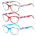 Reading Glasses 3 Pack, OWN4B Vintage Fashion Designer Floral Design Readers Eyeglasses Readingglasses for Women Men Unisex (3 Pack Mix Color, 3.5)