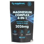 Magnesium Glycinate 4-in-1 Complex - 2026mg Supplements as Bisglycinate, Citrate, Malate & Oxide 90 Vegan Capsules, Triple High Absorption 449mg Elemental, UK Made