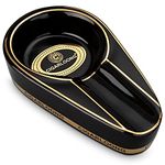 CIGARLOONG Cigar Ashtray Single Classic Ceramic Ashtray Use Outdoor or Indoors(Color:Black)