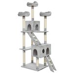 Mondeer Cat Tree Tower with Tunnel Condo Hammock Bed, 186cm Cat Activity Centres Scratching Post Tower Tree Pet Palace Cat Palace, Tall Cat Tree Climbing Tower, Light Gray