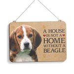 100yellow® Beagle Printed Wooden Sign Decorative Plaque For Home| Adorable Dog Signs for Wall and Door | 8 x 11 Inches |Brown