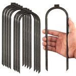 Extra-Large 10"x3" Heavy Rebar Trampoline Wind Stakes Safety Ground Anchor - Duty Steel U Stakes - Black